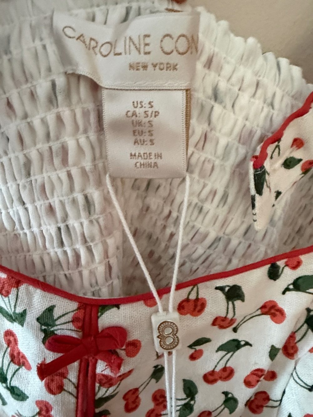 Caroline Constas Linen Blend Cherry Print Midi Dress Size S - Picture 7 of 8